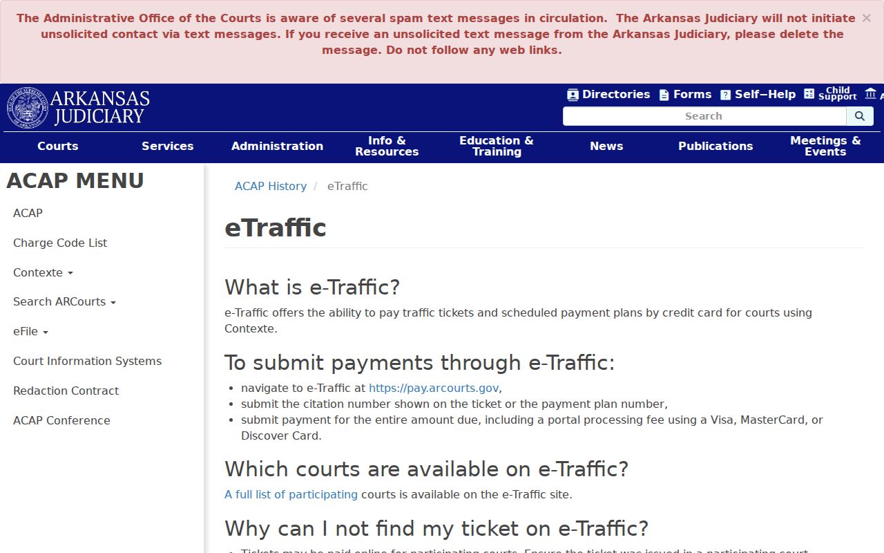 Official Arkansas eTraffic explanation for Van Buren County traffic warrant and citation routing