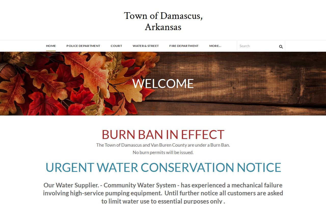 Van Buren County Damascus warrant records municipal context