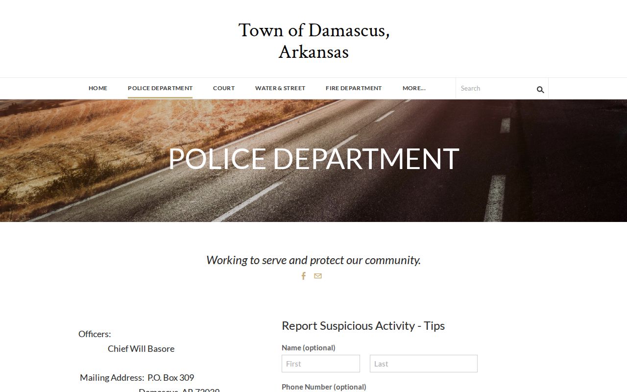 Van Buren County Damascus warrant records municipal police route
