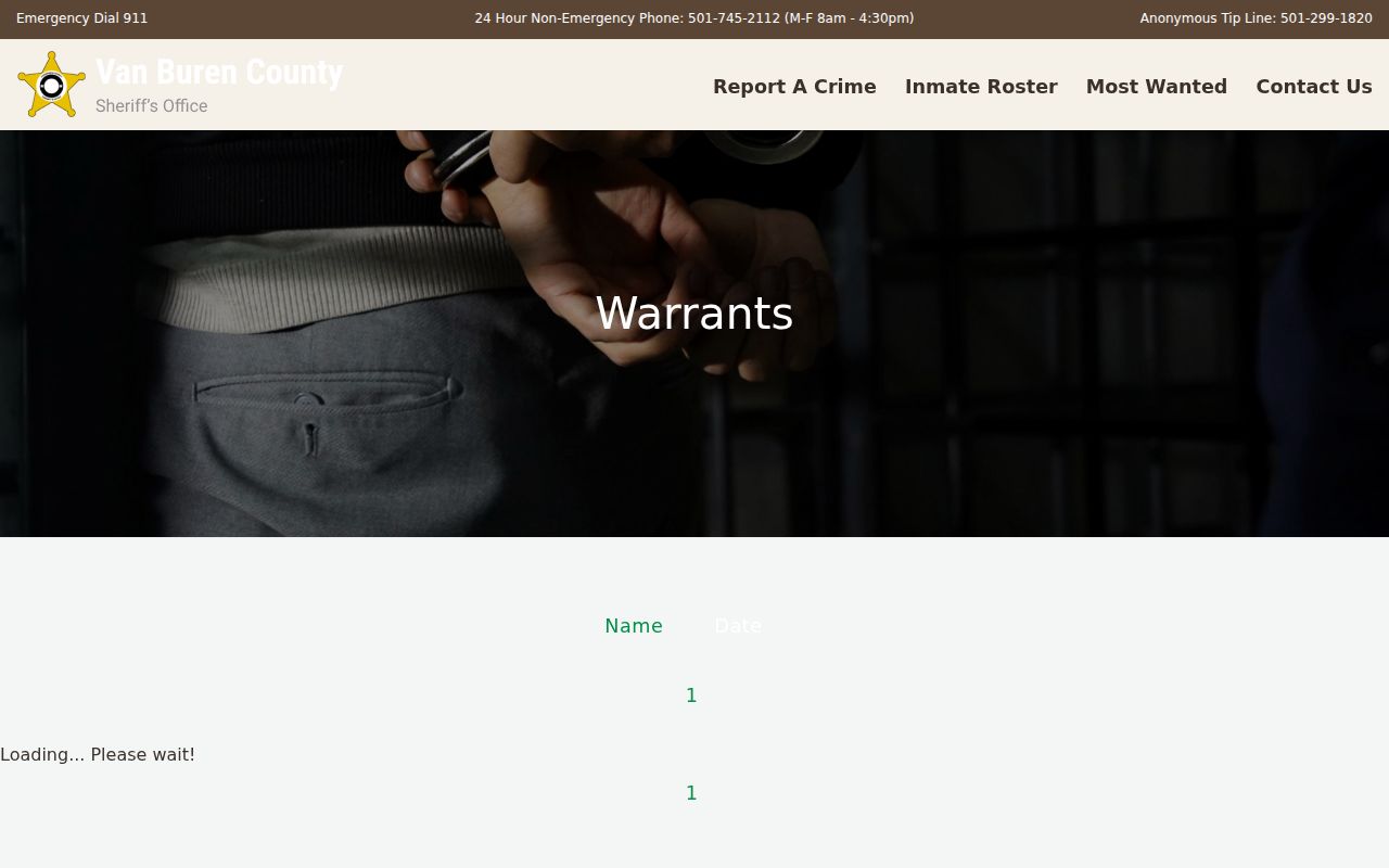 Van Buren County warrant records sheriff interface